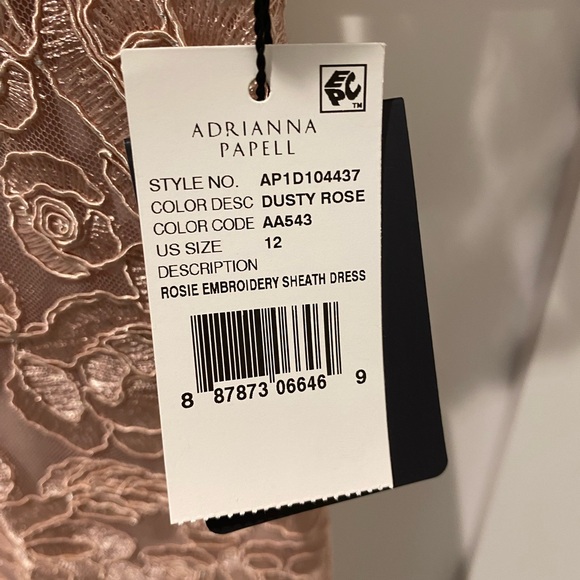 Adrianna Papell formal midi dress, Size 12, Dusty Rose - Picture 3 of 5